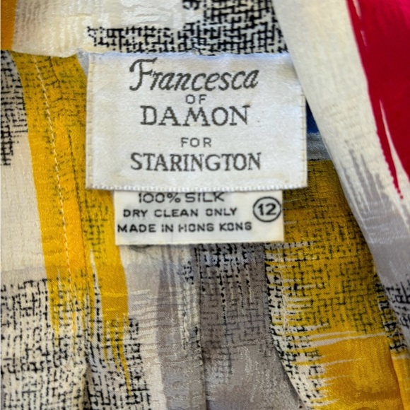 Vintage Francesca Of Damon For Starington Vibrant Multicolor Silk Blouse Size 12 - Picture 2 of 7